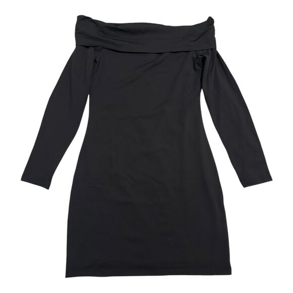 Aritzia Contour Castoro Off-Shoulder Bodycon Mini Dress Women’s L Black NWT $98 - Picture 4 of 8